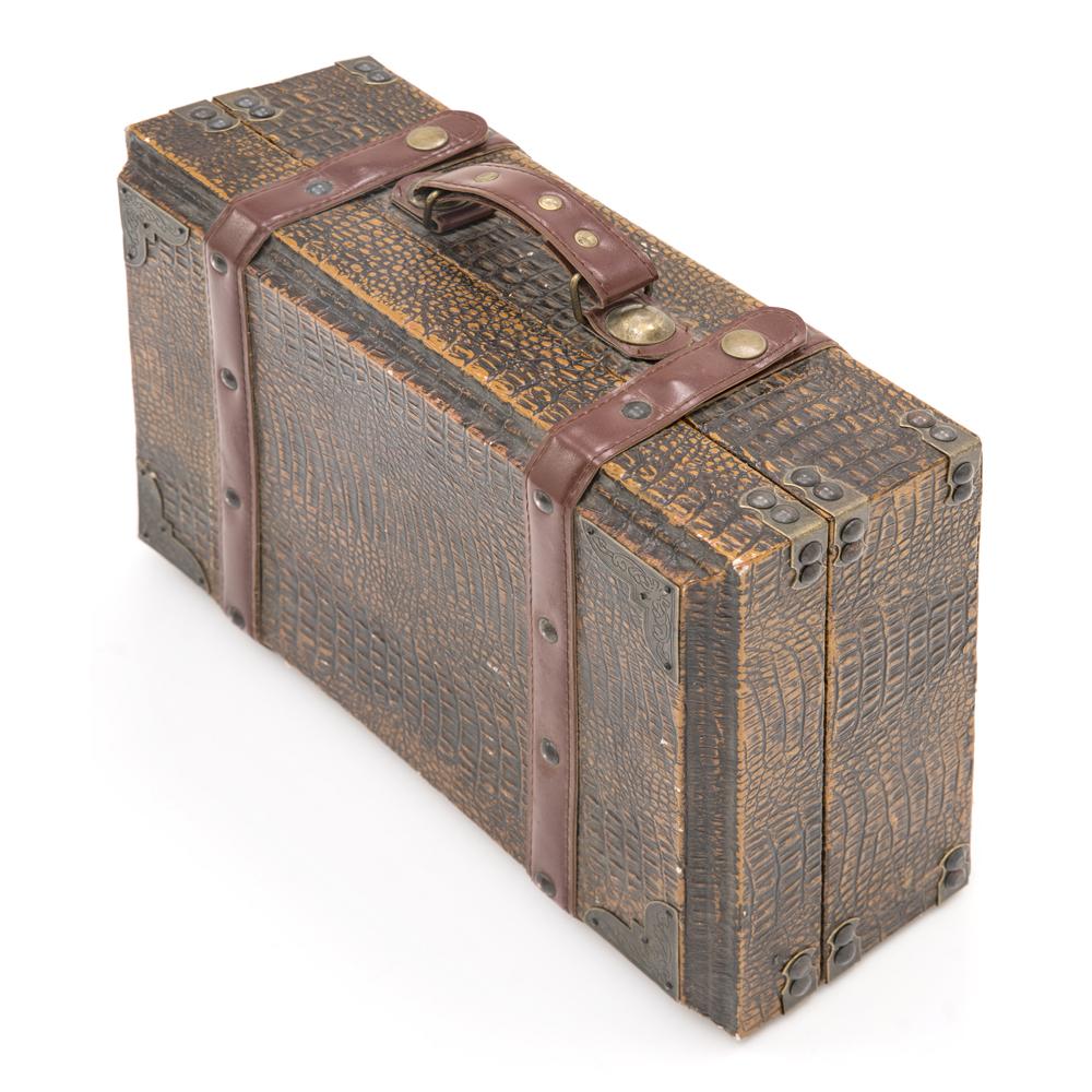 Alligator Skin Suitcase With Leather Straps - Small