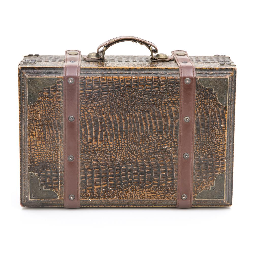 Alligator Skin Suitcase With Leather Straps - Small