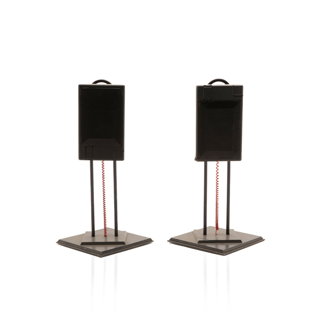 Black Standing Speakers with Red Cord Set of 2