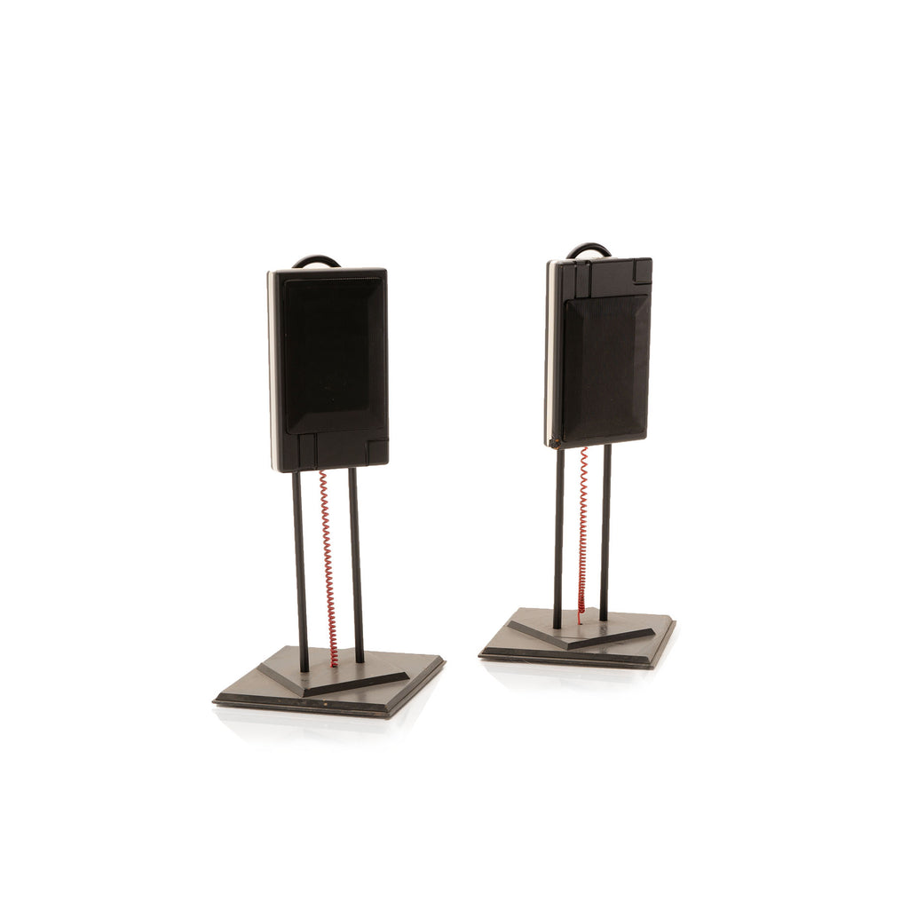 Black Standing Speakers with Red Cord Set of 2
