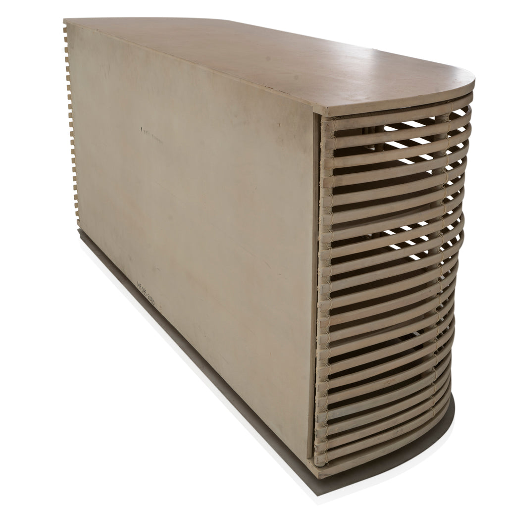 Beige Curved Slatted Console Buffet
