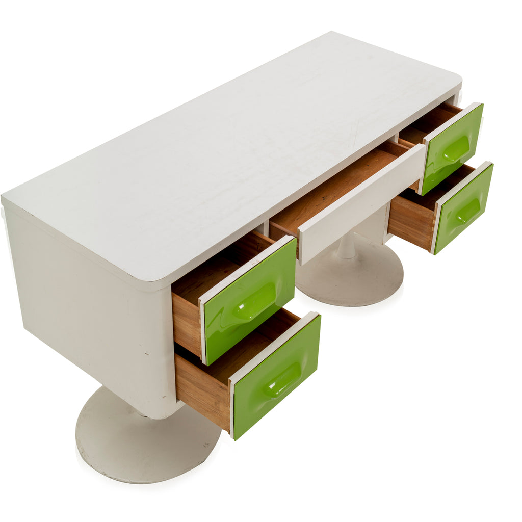 Green & White Mod Desk w Tulip Bases