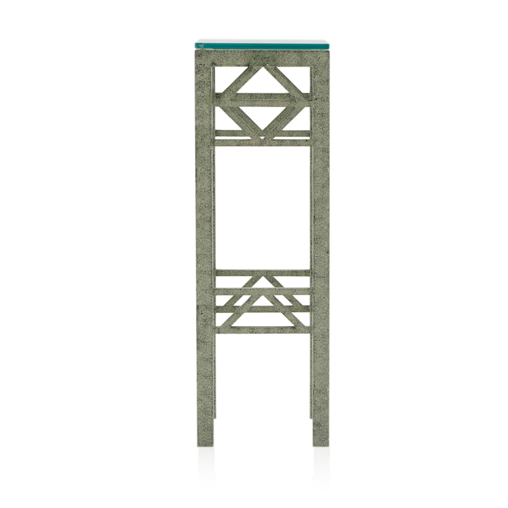 Green Metal Cutout Plant Stand Table