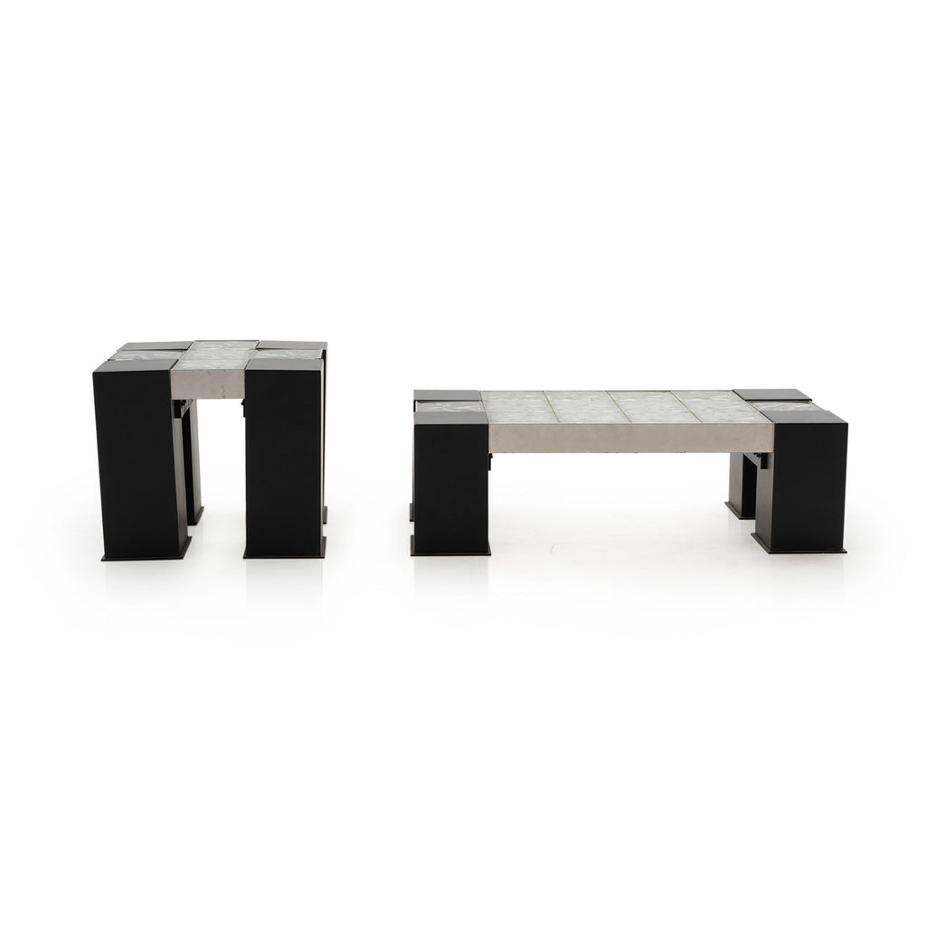 Black & Glass Block Side Table