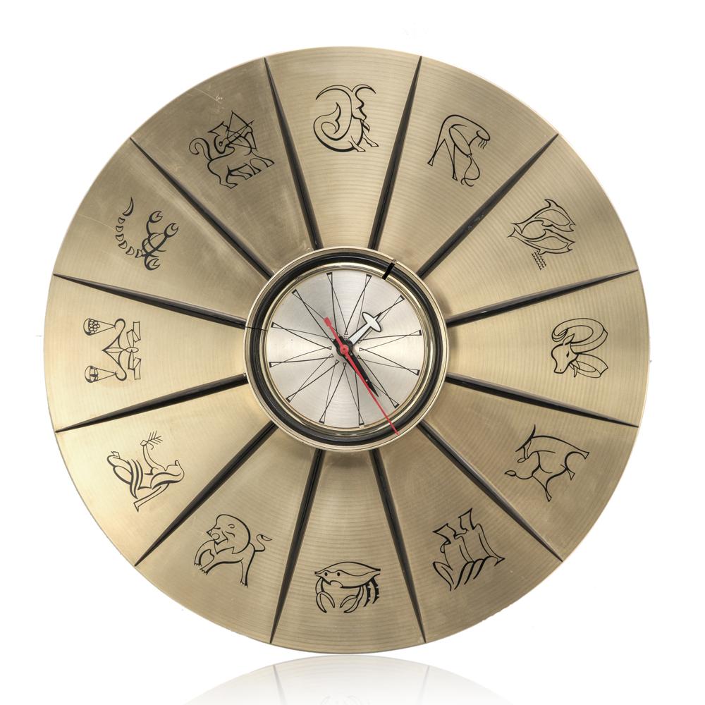 Astrology Wall Clock - Gold