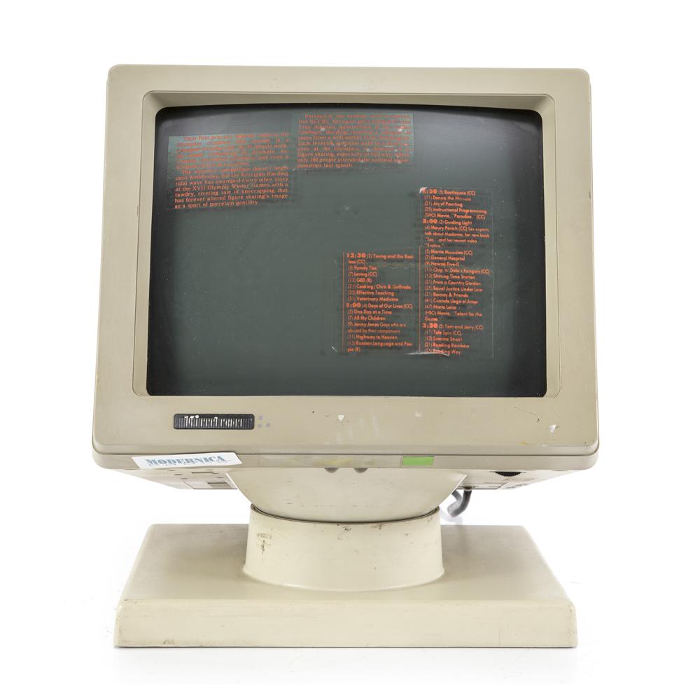 Vintage Computer Monitor with Red Text