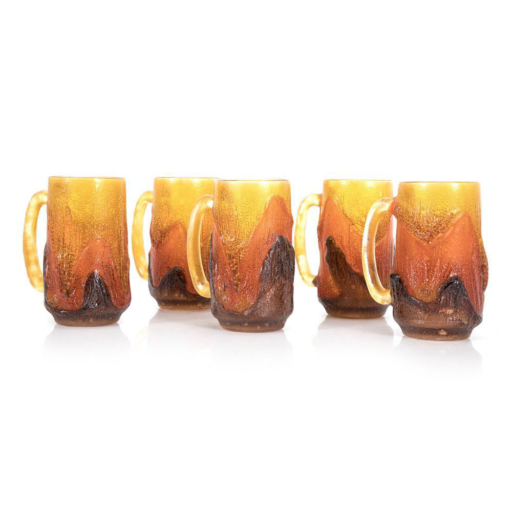 Amber Glass Lava Mugs - Set of 5