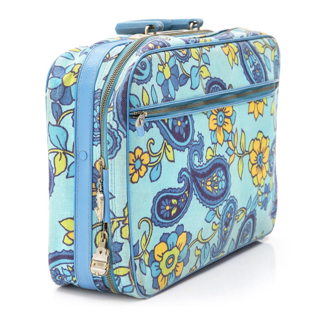 Blue Floral Suitcase
