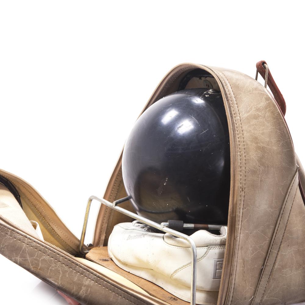 Tan Bowling Bag with Black Ball