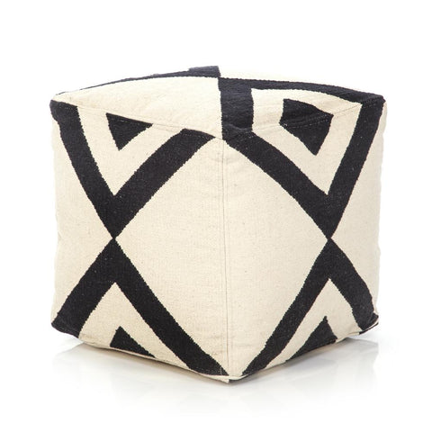 Black and White Triangle Tribal Pouf