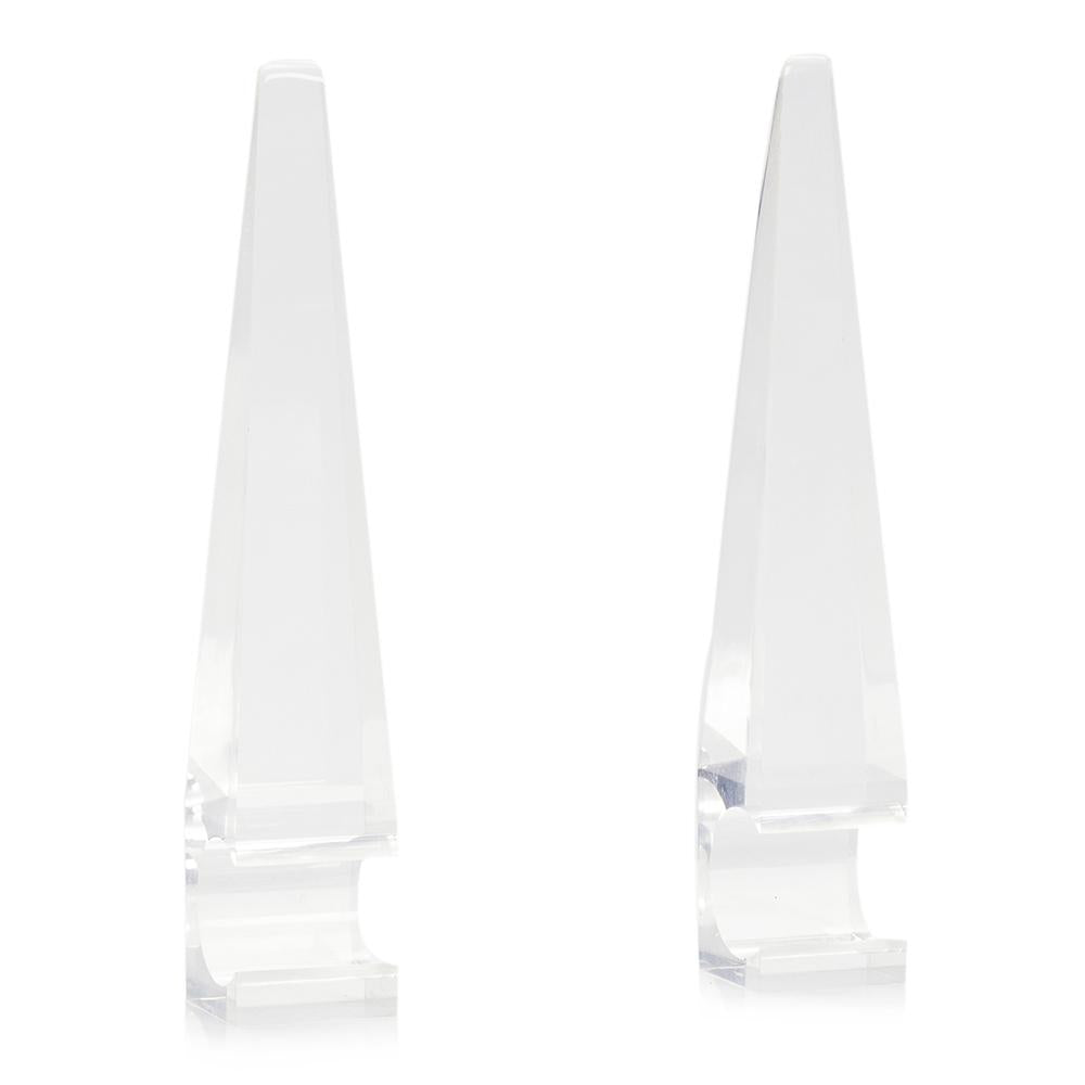 Tall Lucite Pyramid Sculpture Bookends - Set of 2