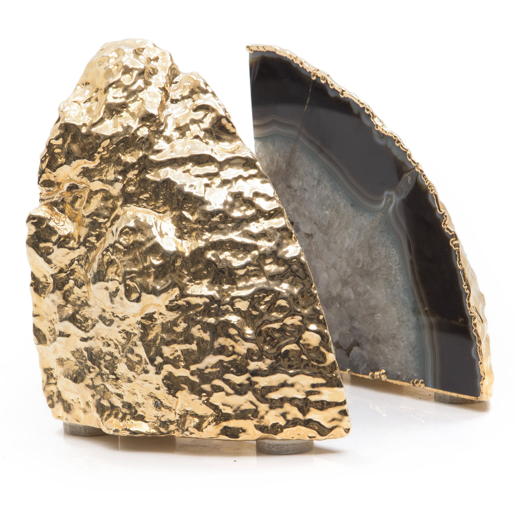 Gold & Gray Geode Bookends