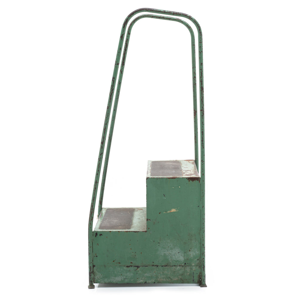 Rustic Green Metal Step Ladder
