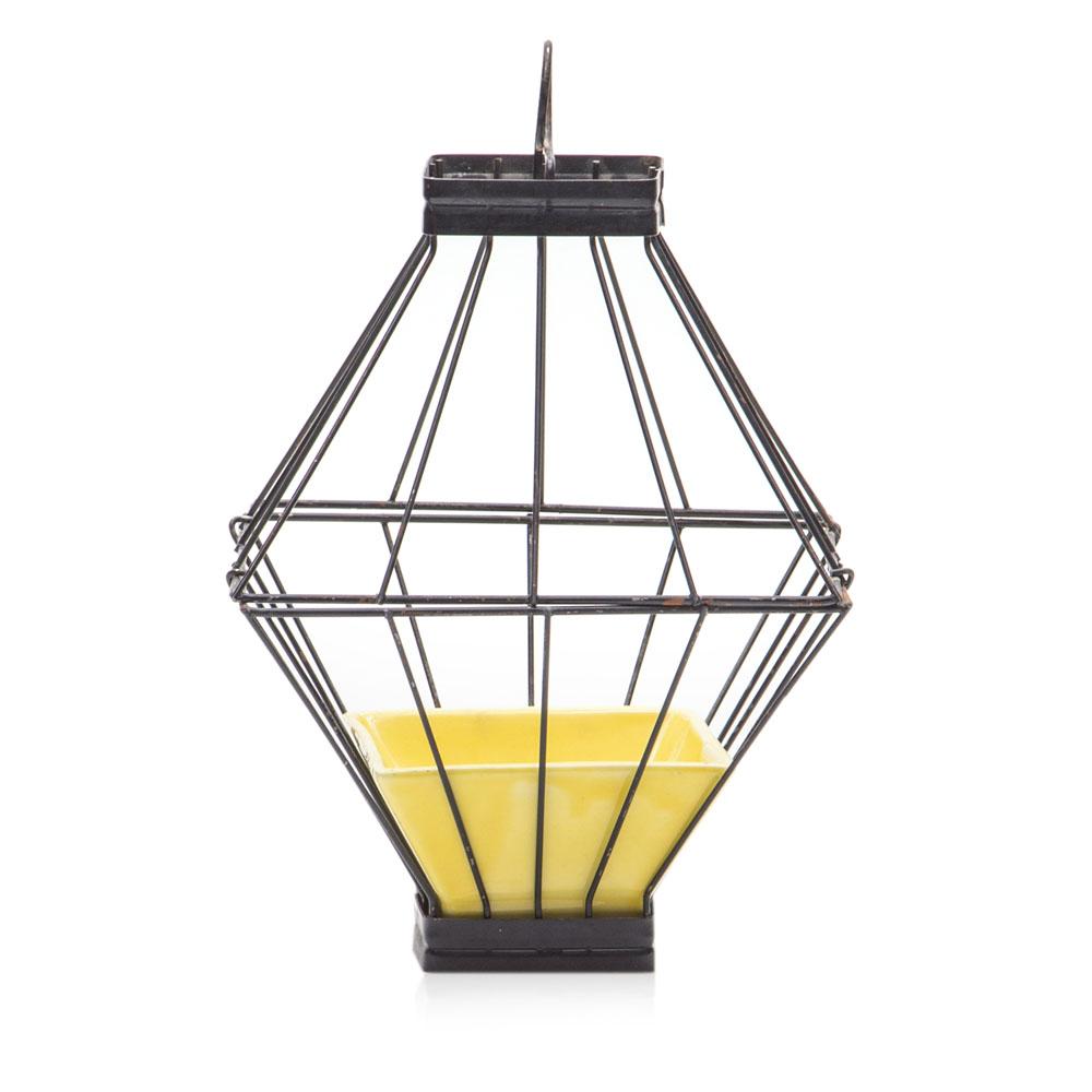 Black Caged Planter with Yellow Holder