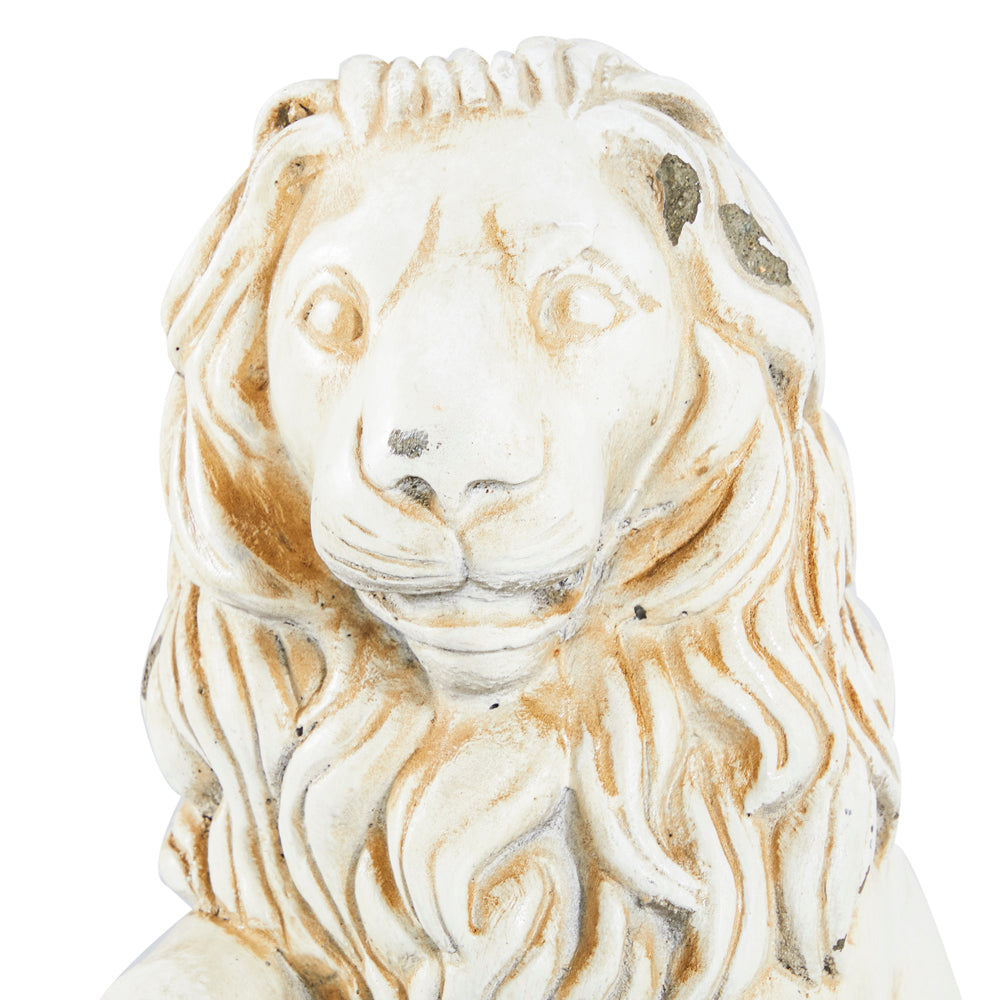 Cream Plaster Lion Floor Sculpture