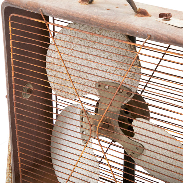 Square Vintage Grey Metal Standing Fan Gil Roy Props