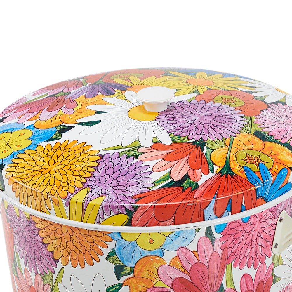Multi-Color Floral Waste Basket