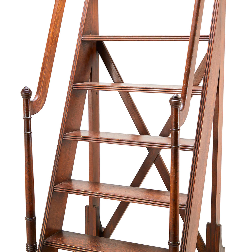 Antique Wooden Rolling Ladder