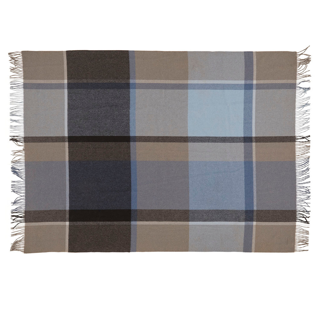Grey and Navy Plaid Throw