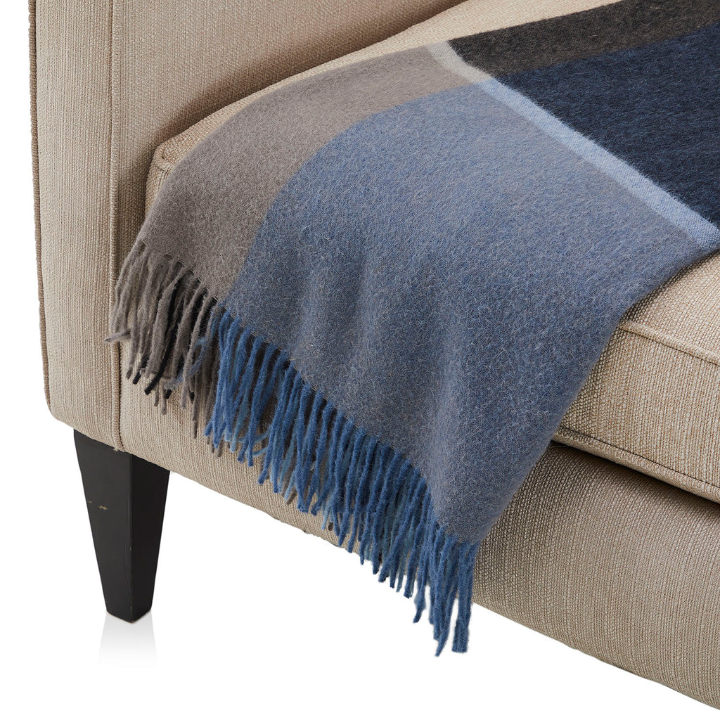 Grey and Navy Plaid Throw