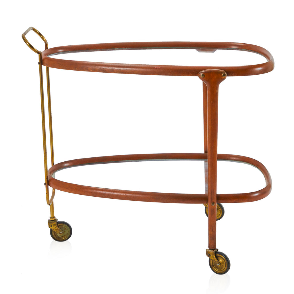 Oval Mid Century Wood Bar Cart