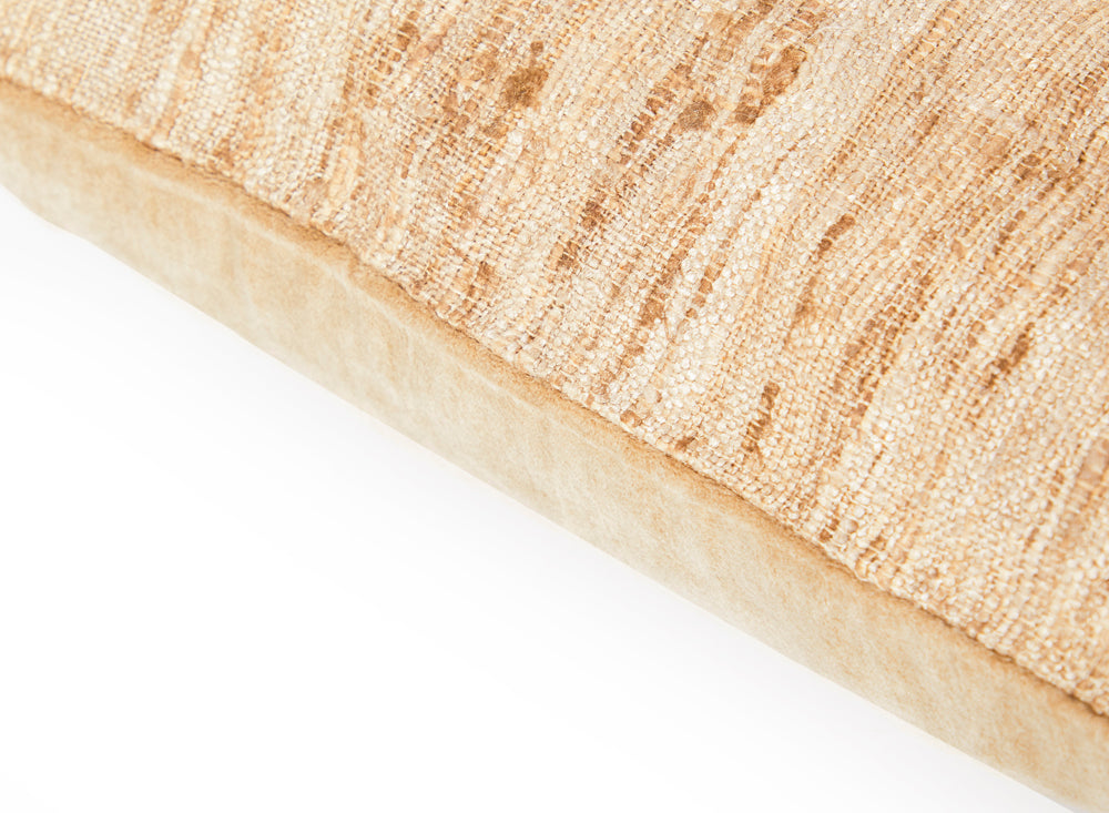 Beige Frayed Weave Lumbar Pillow - Small