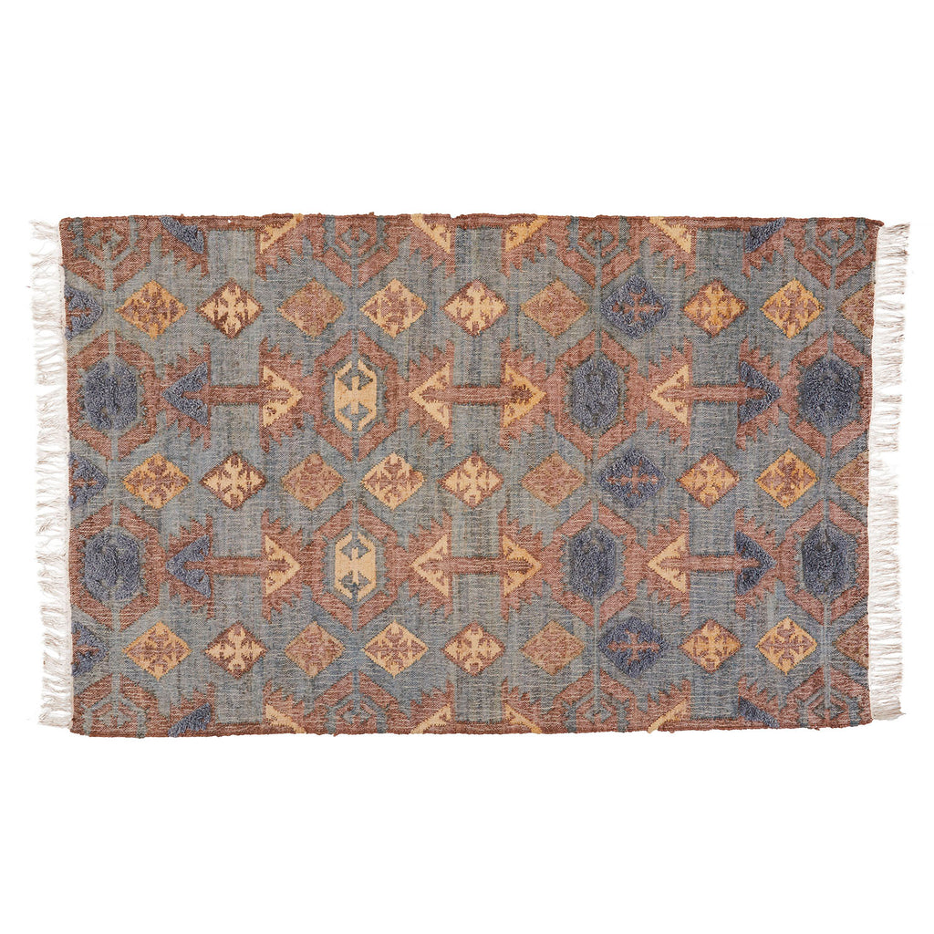Blue & Brown Woven Tribal Pattern Rug
