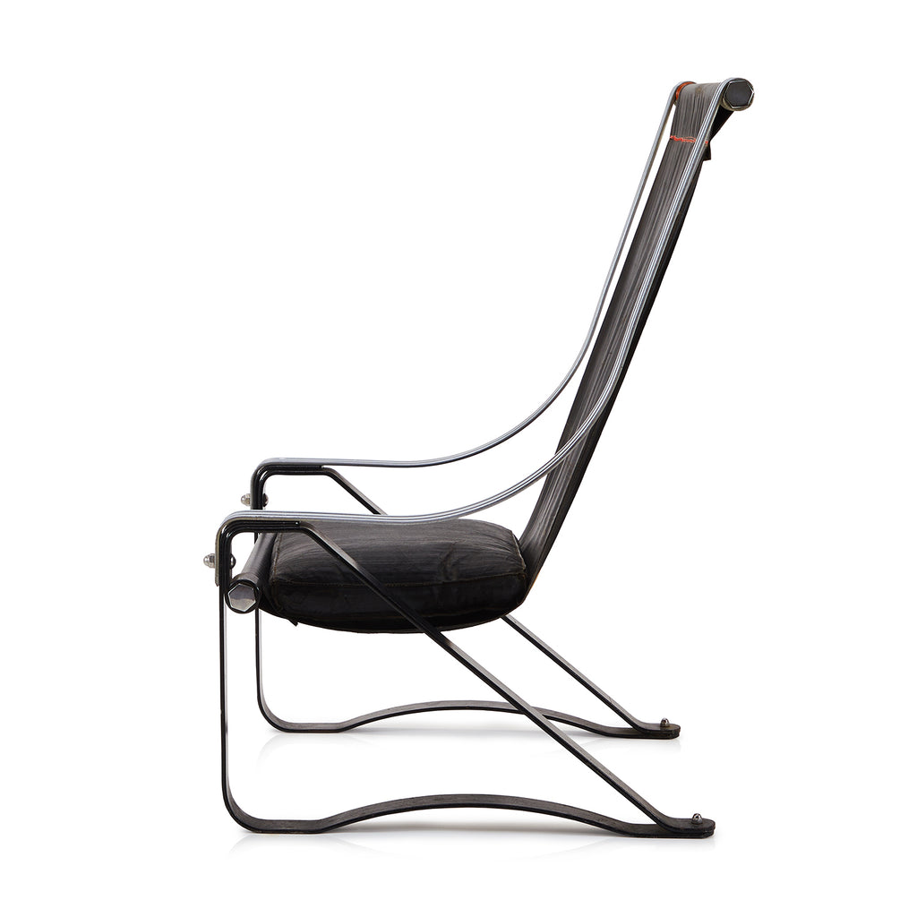 Black & Silver High Back Sling Chair