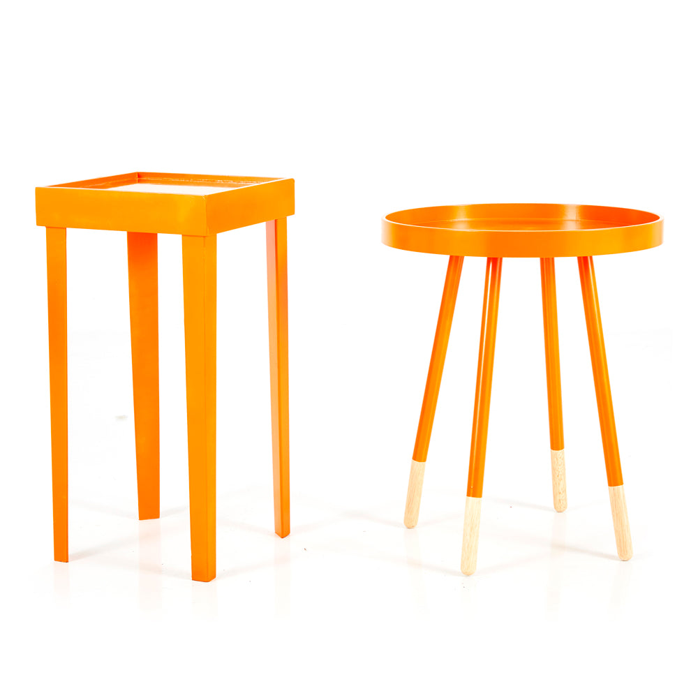 Orange Round Side Table