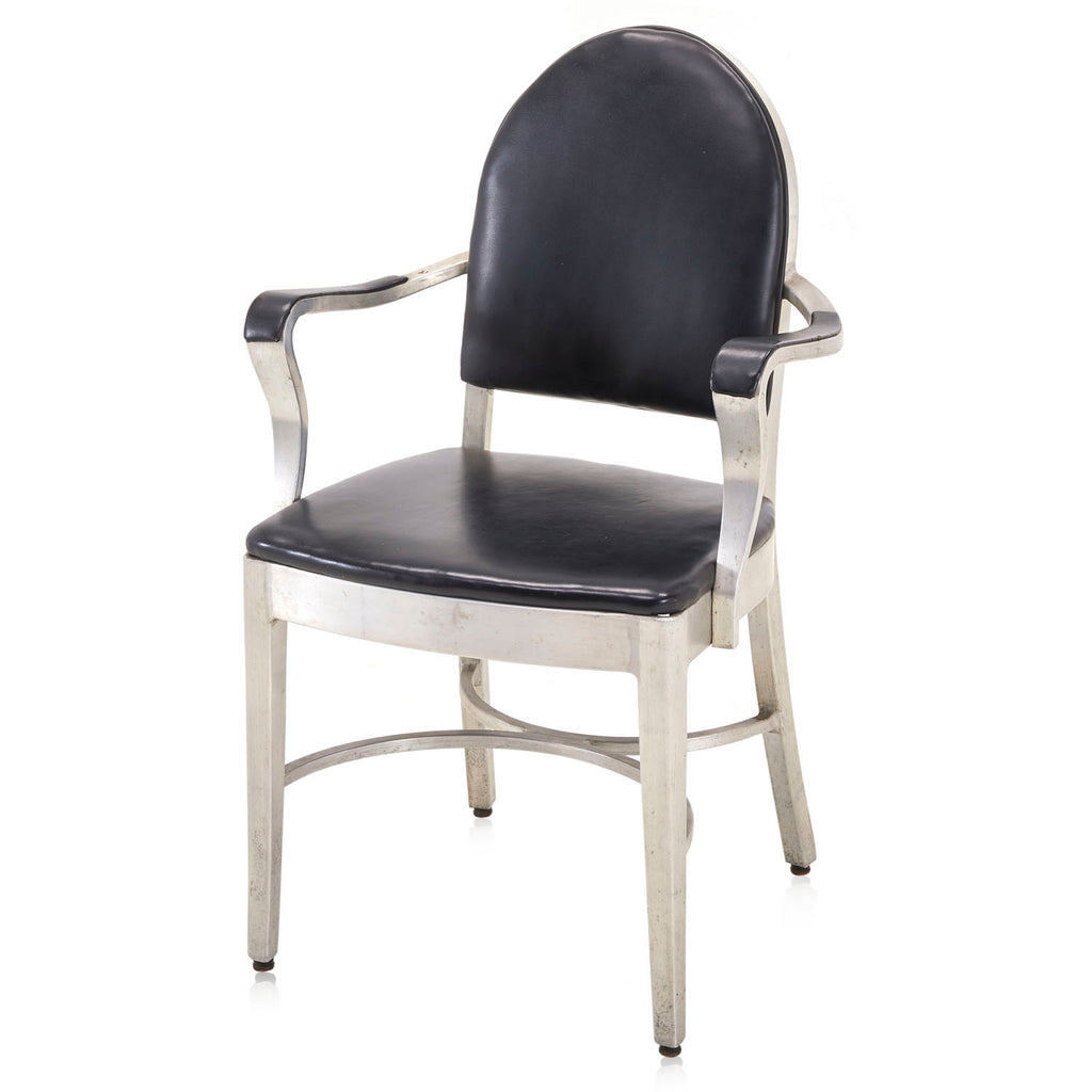 Black Leather Aluminum Arm Chair