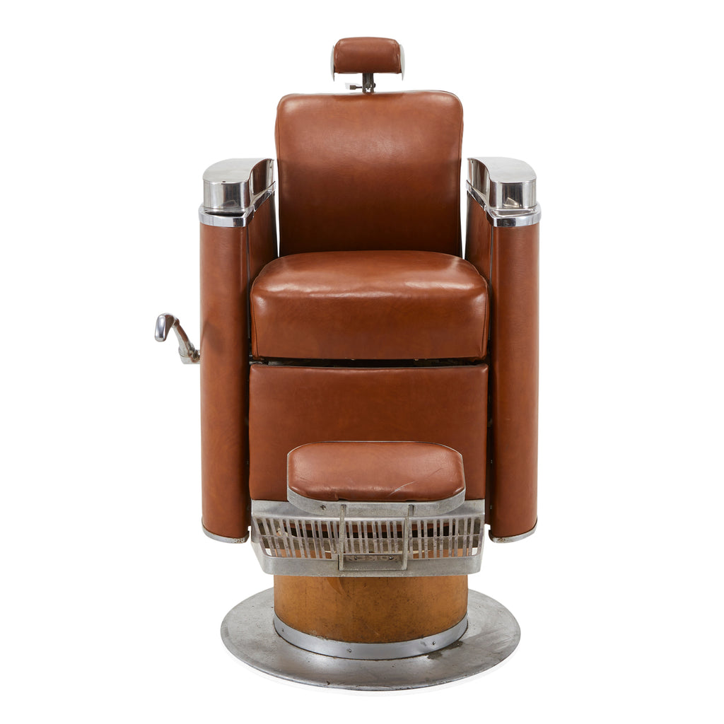 Brown Leather Koken Barber Chair