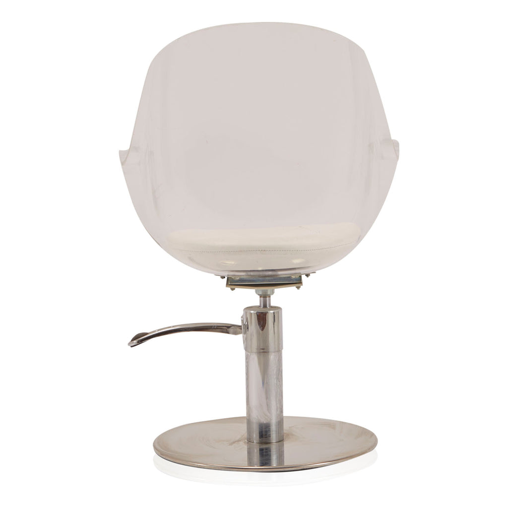 Lucite Salon Chair with Chrome Pedestal Base