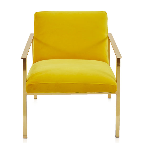 Yellow Velvet & Gold Frame Arm Chair Gil & Roy Props