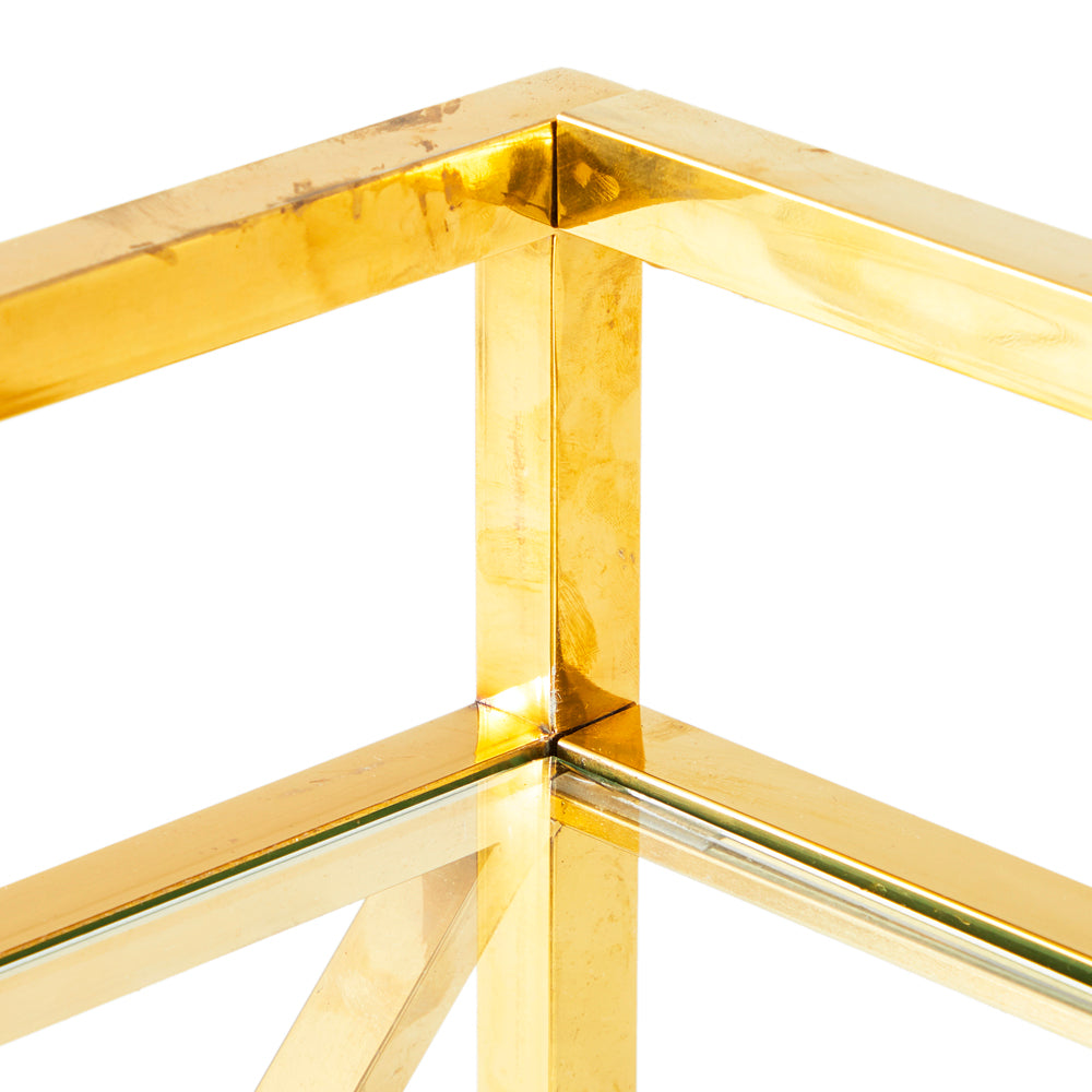 Gold X Glass Shelves Bar Cart