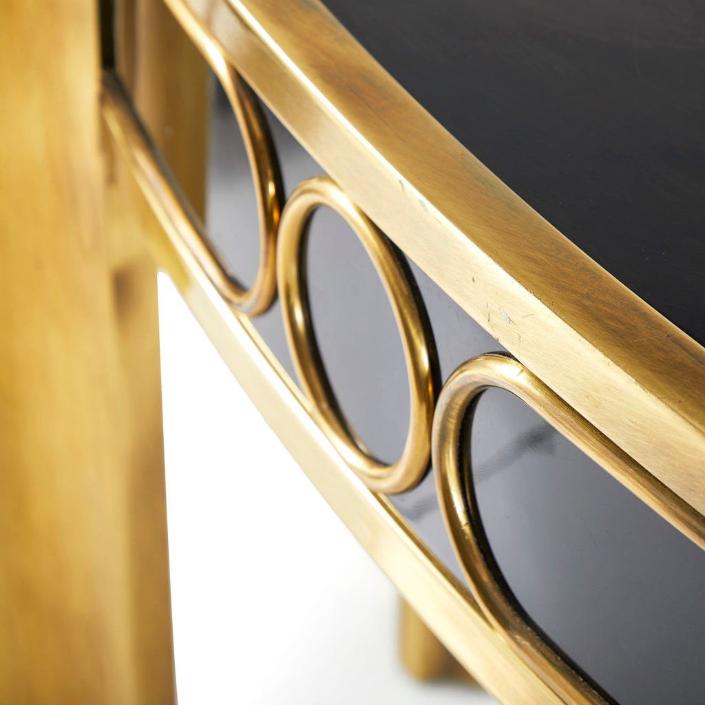 Gold & Black Glass Console Table