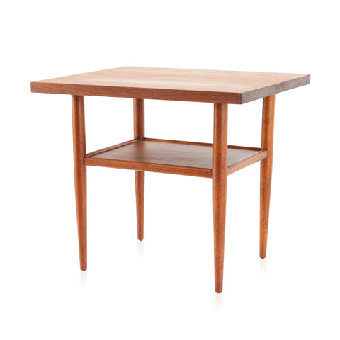 Wood Mid Century Modern Split Level Side Table
