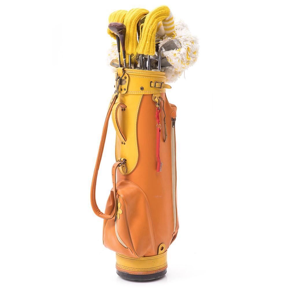 Orange & Yellow Golf Bag and Clubs