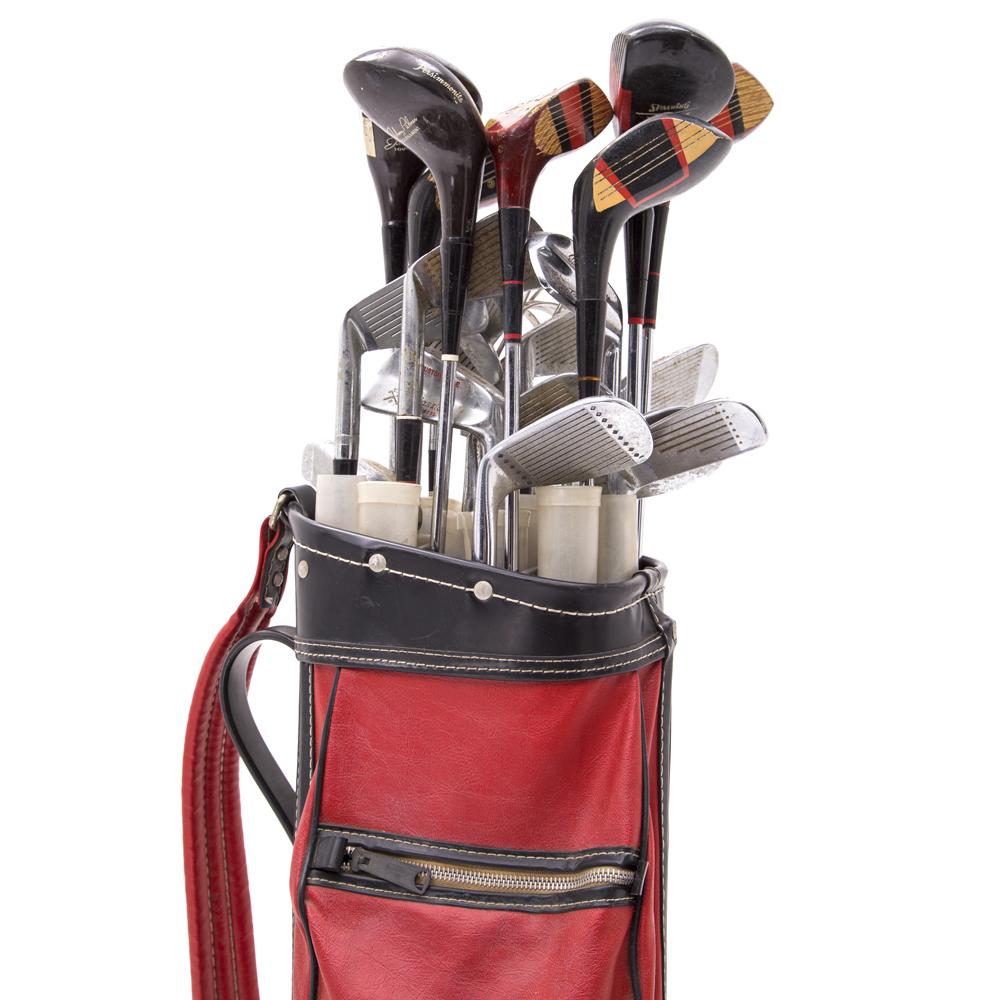 Red Golf Bag and Clubs