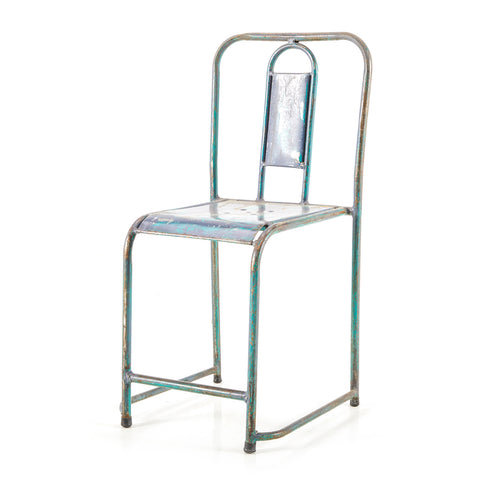 Blue Weathered Metal Chair
