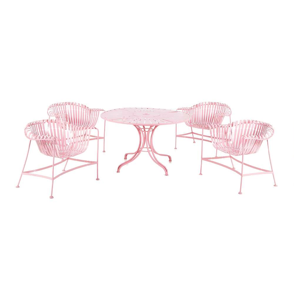 Pink Metal Round Outdoor Table