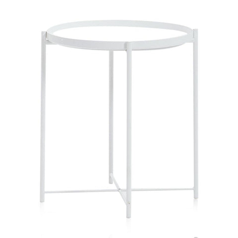Small White Outdoor Metal Side Table