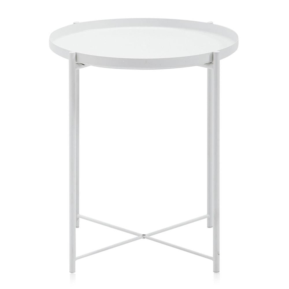 Small White Outdoor Metal Side Table