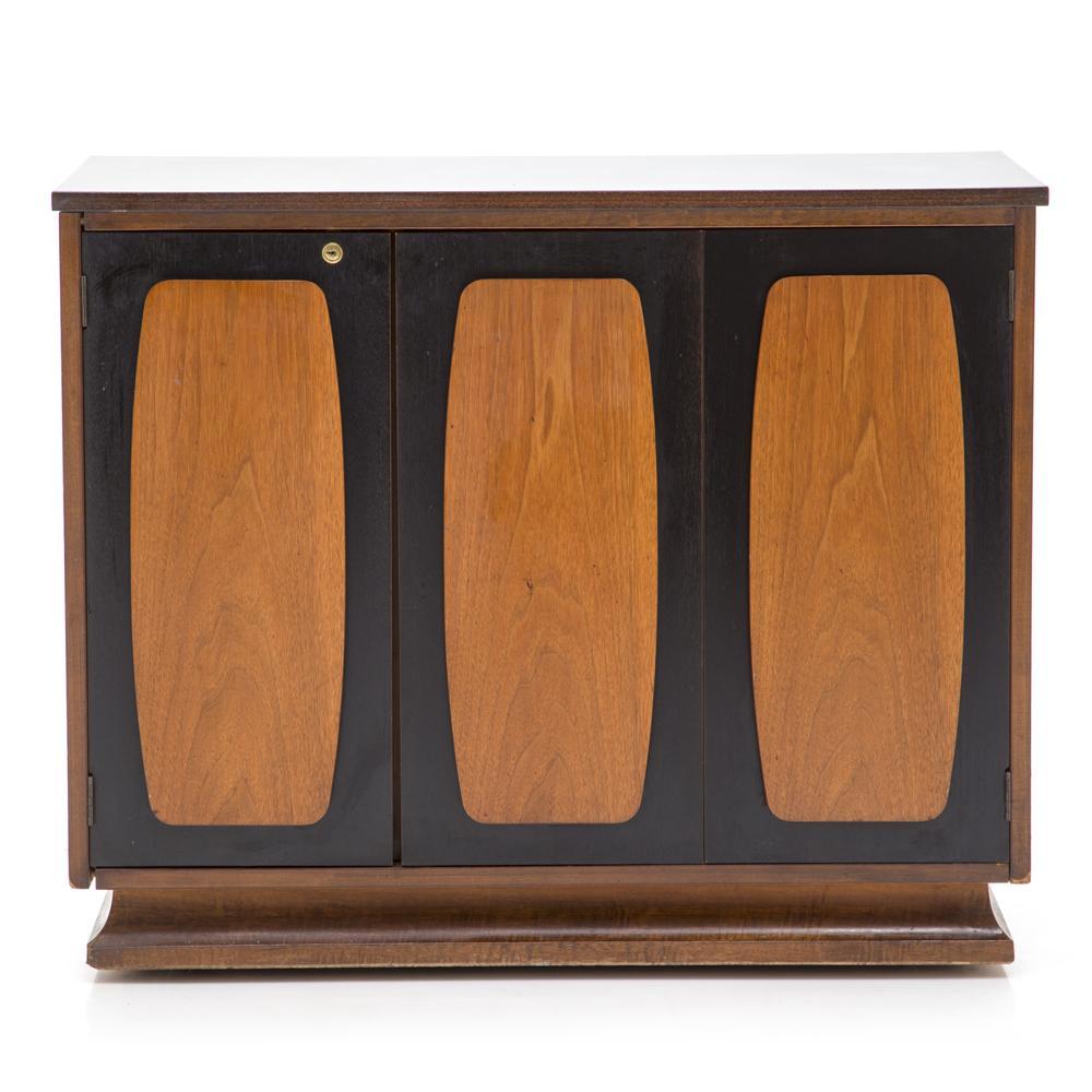 Black and Wood Mid Century Small Cabinet