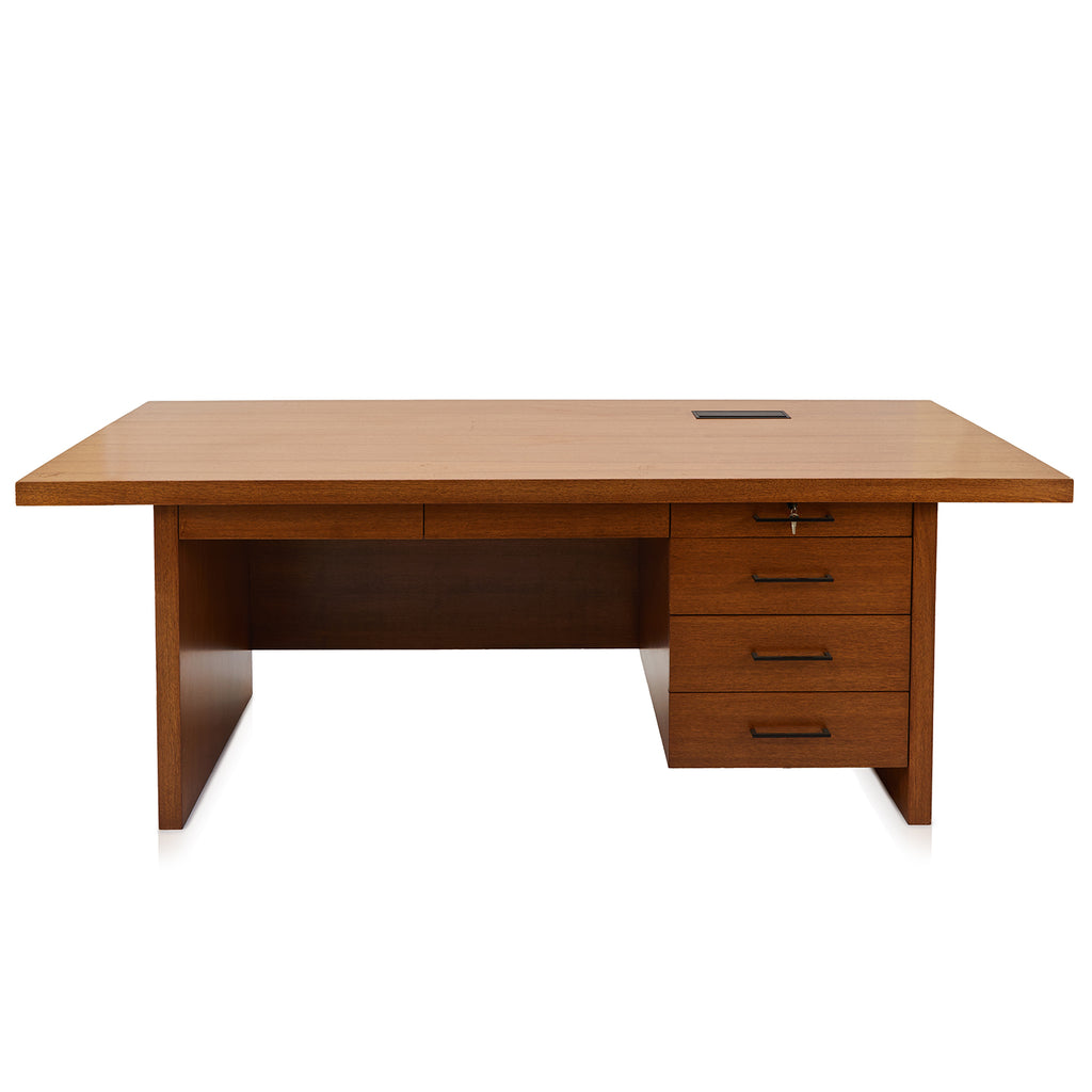 Brown Wood Desk With Cable Port