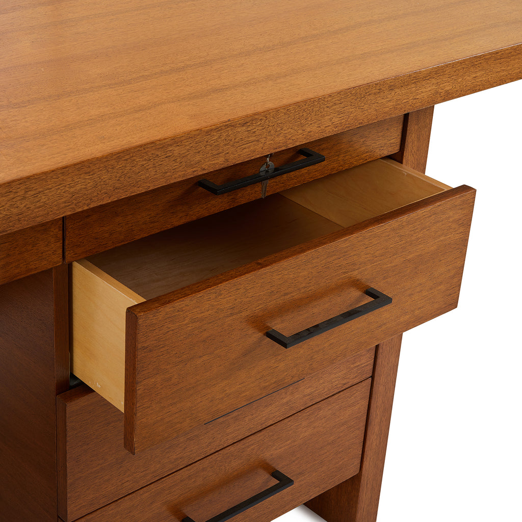 Brown Wood Desk With Cable Port