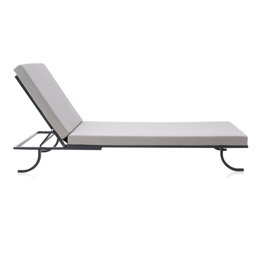 Black Iron Contemporary Outdoor Chaise w Grey Cushion