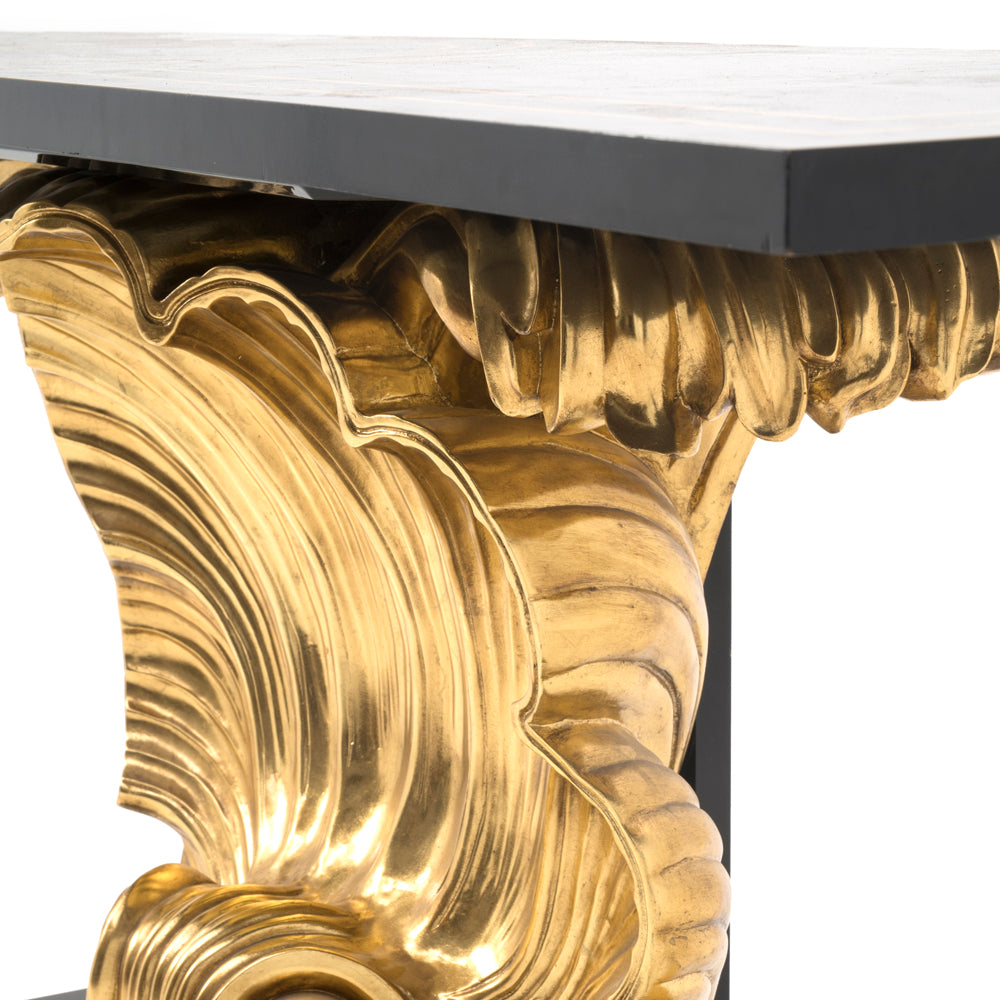 Black & Gold Shell Console Table