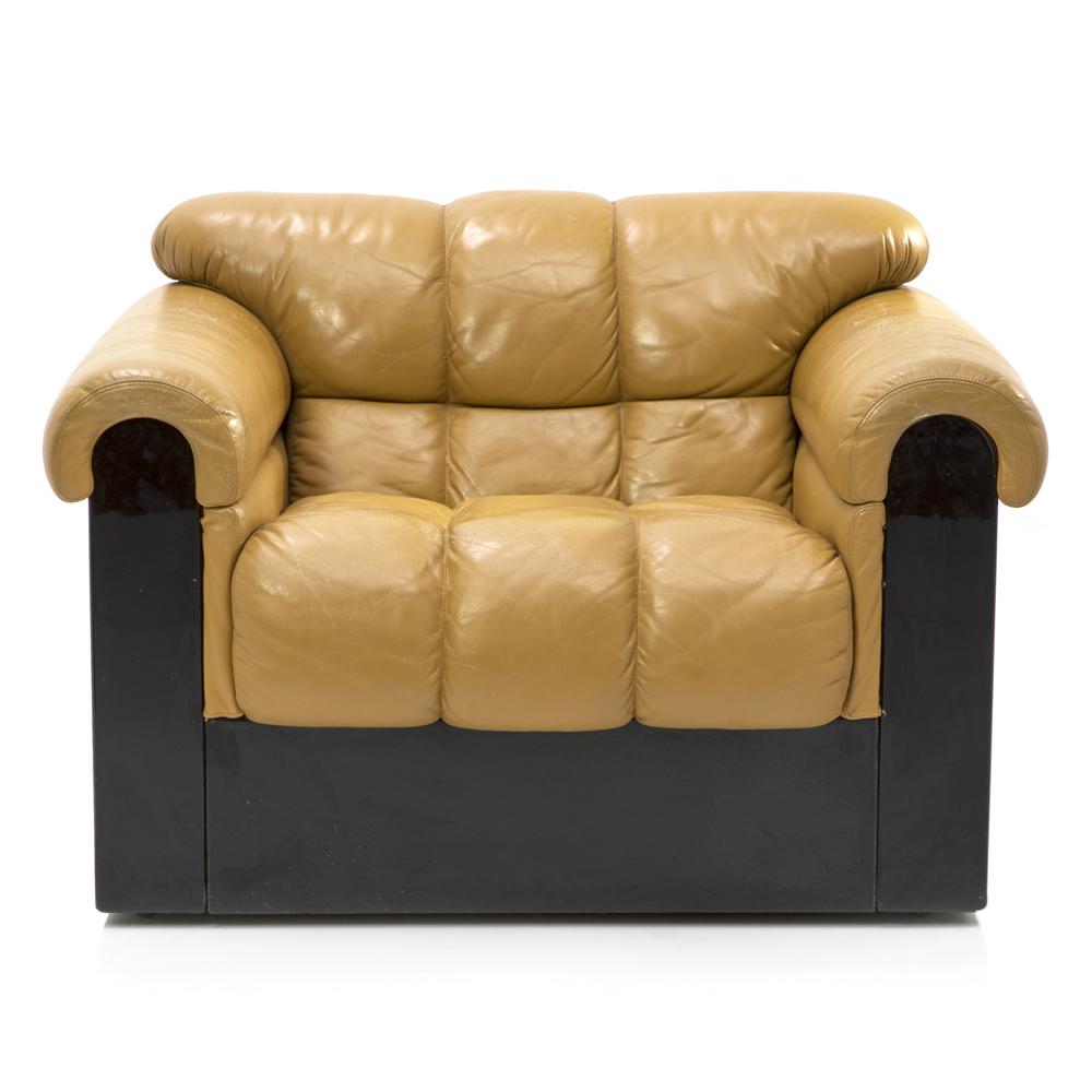 Black & Tan Leather Roll Armchair