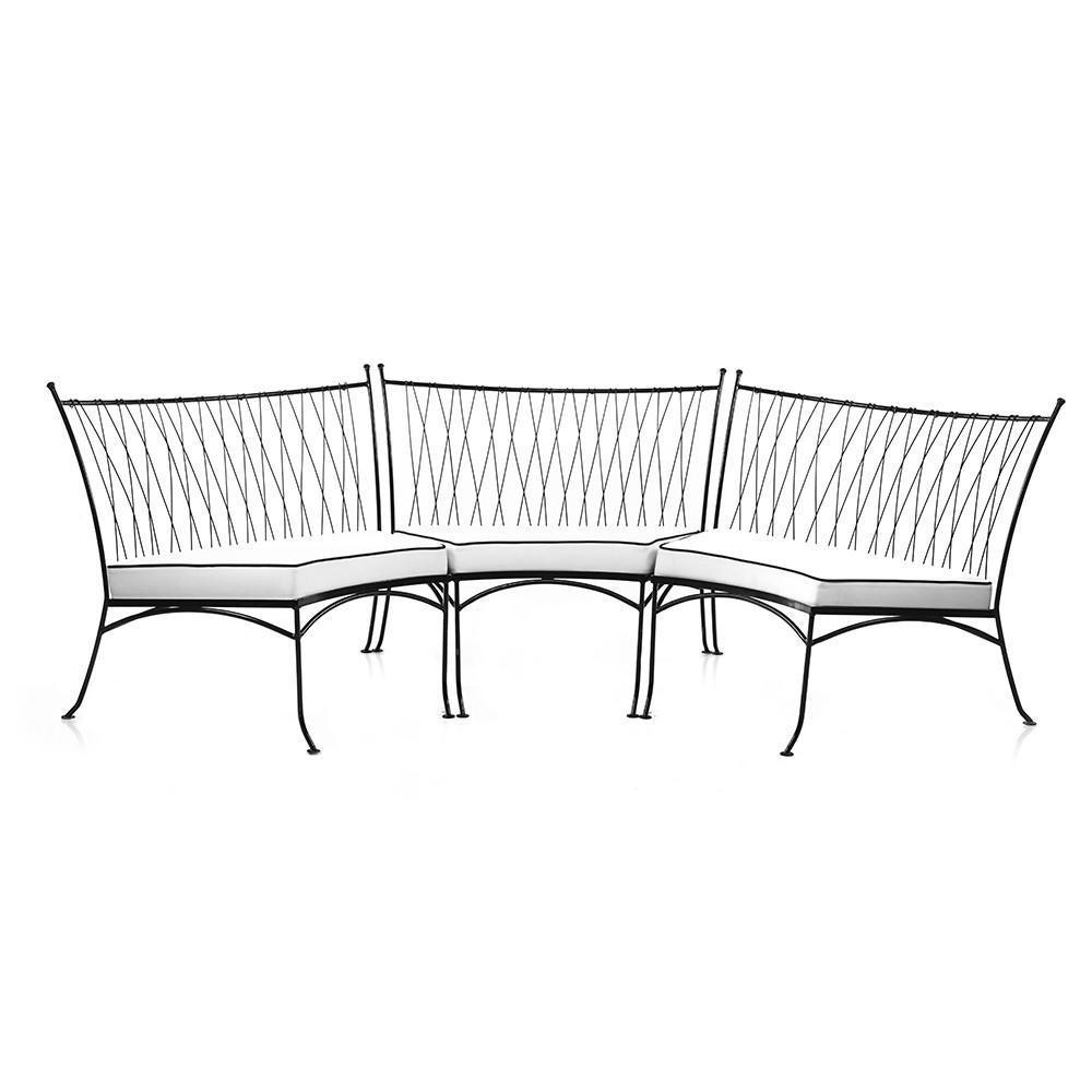 Outdoor White and Black Metal Sectional Sofa Piece