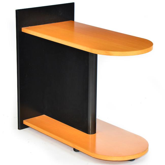 Black & Wood Double Ellipse Side Table